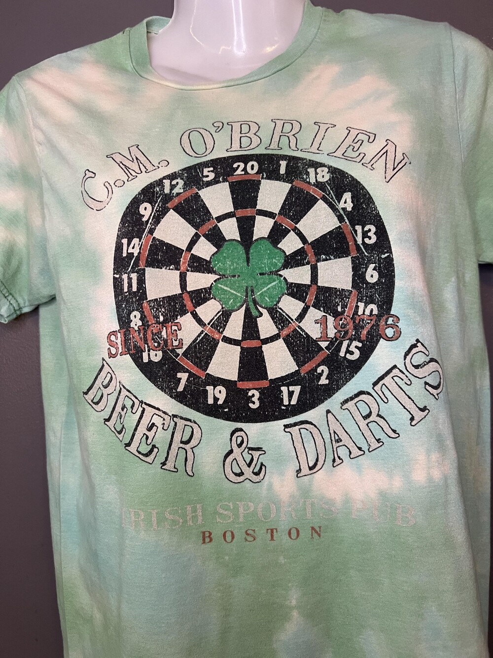 Sonoma Shirt Womens Small Green Tie Dye C.M. O'Brien Beer Darts Graphic Tee Top